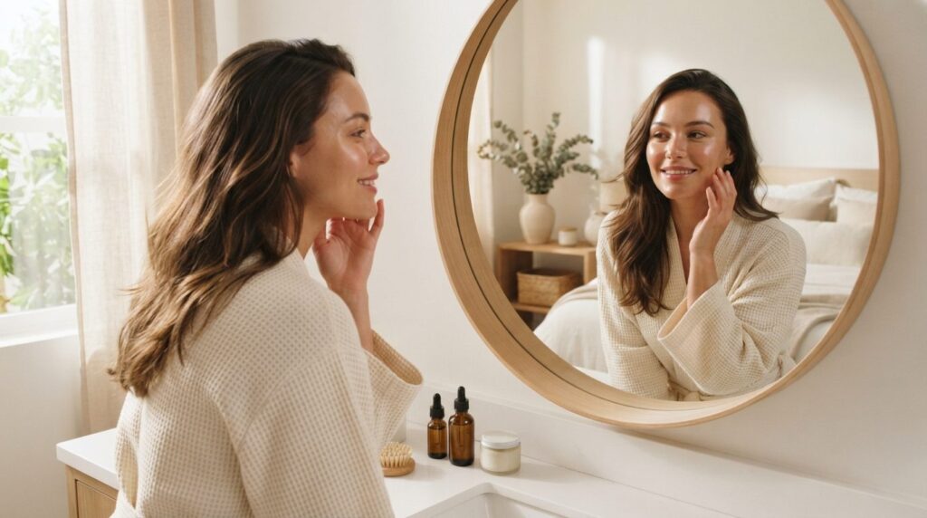 Professional skincare and haircare stock photo, 16:9 ratio, 